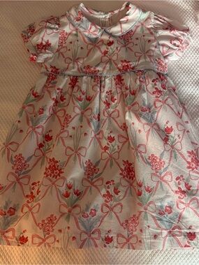 Sun House Children’s - Size 6 Lila Girls' Floral Bow Print Dress